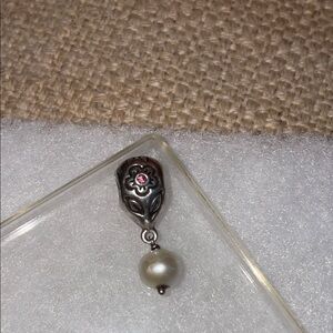 Pandora Silver Flower, Pink  with pearl Charm